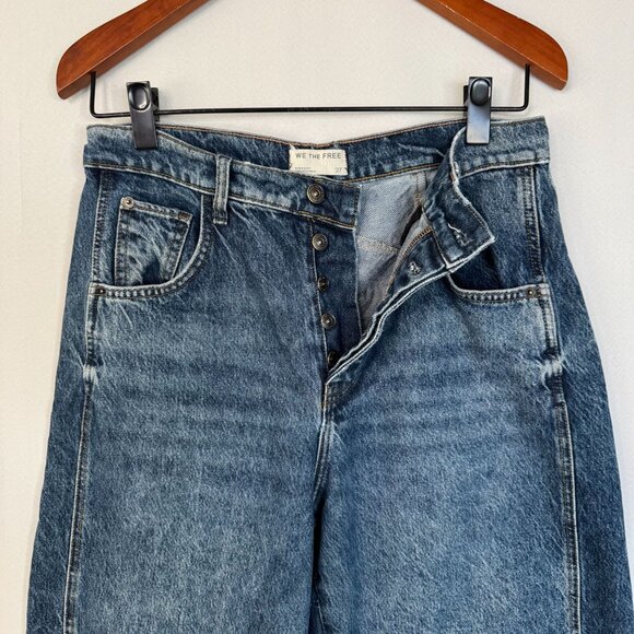 Free people We The Free Good Luck Mid Rise Barrel Leg Jeans in Deep End Size 27 - Picture 4 of 13
